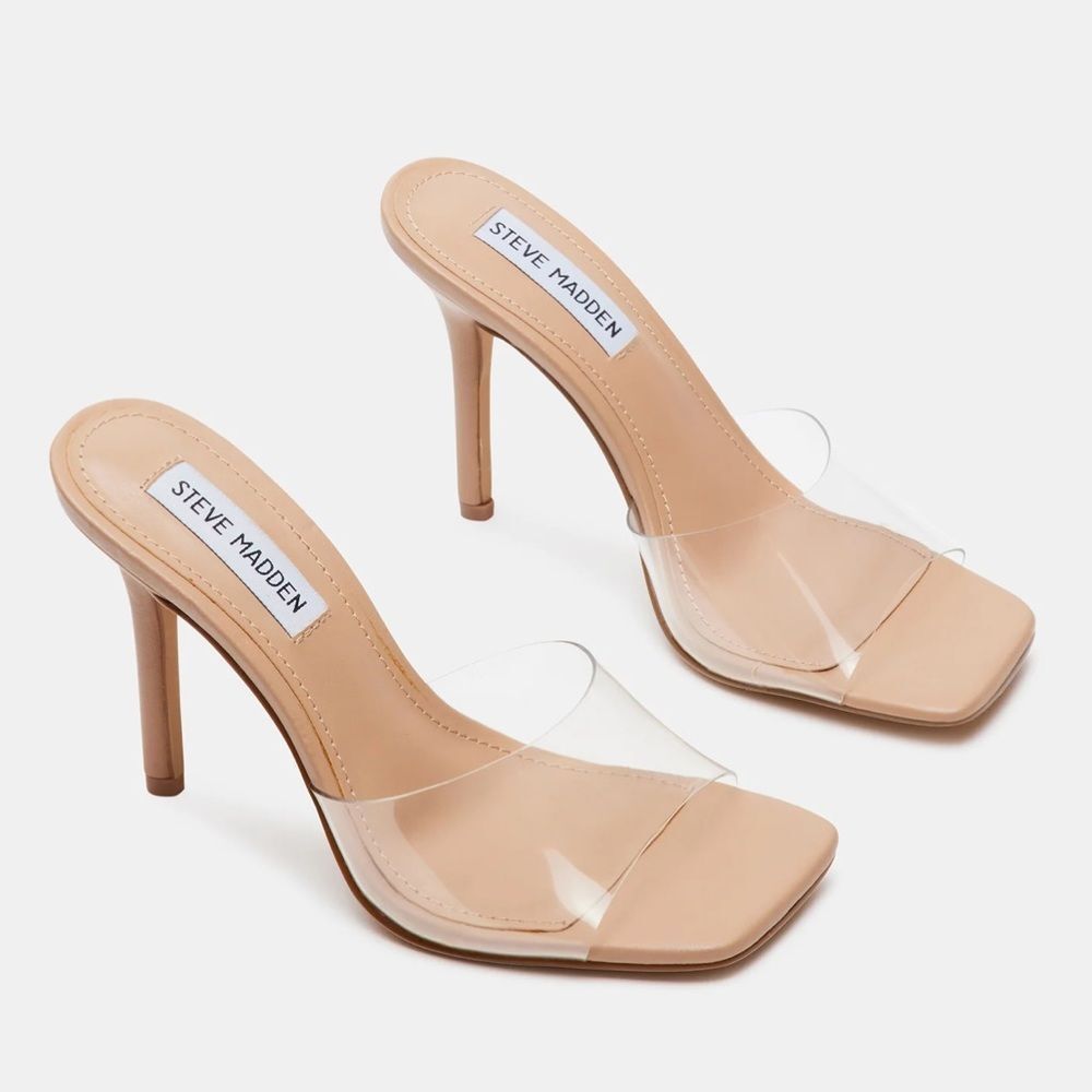 Steve Madden Signal Clear Slide Heeled Sandals Size 7M.  B76